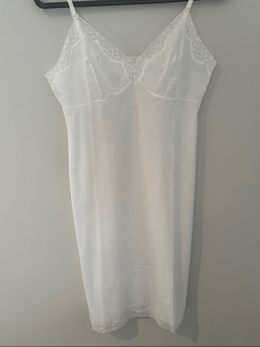 Vintage Bridal White Lace-Trim Barbizon Slip Dress - Size Medium